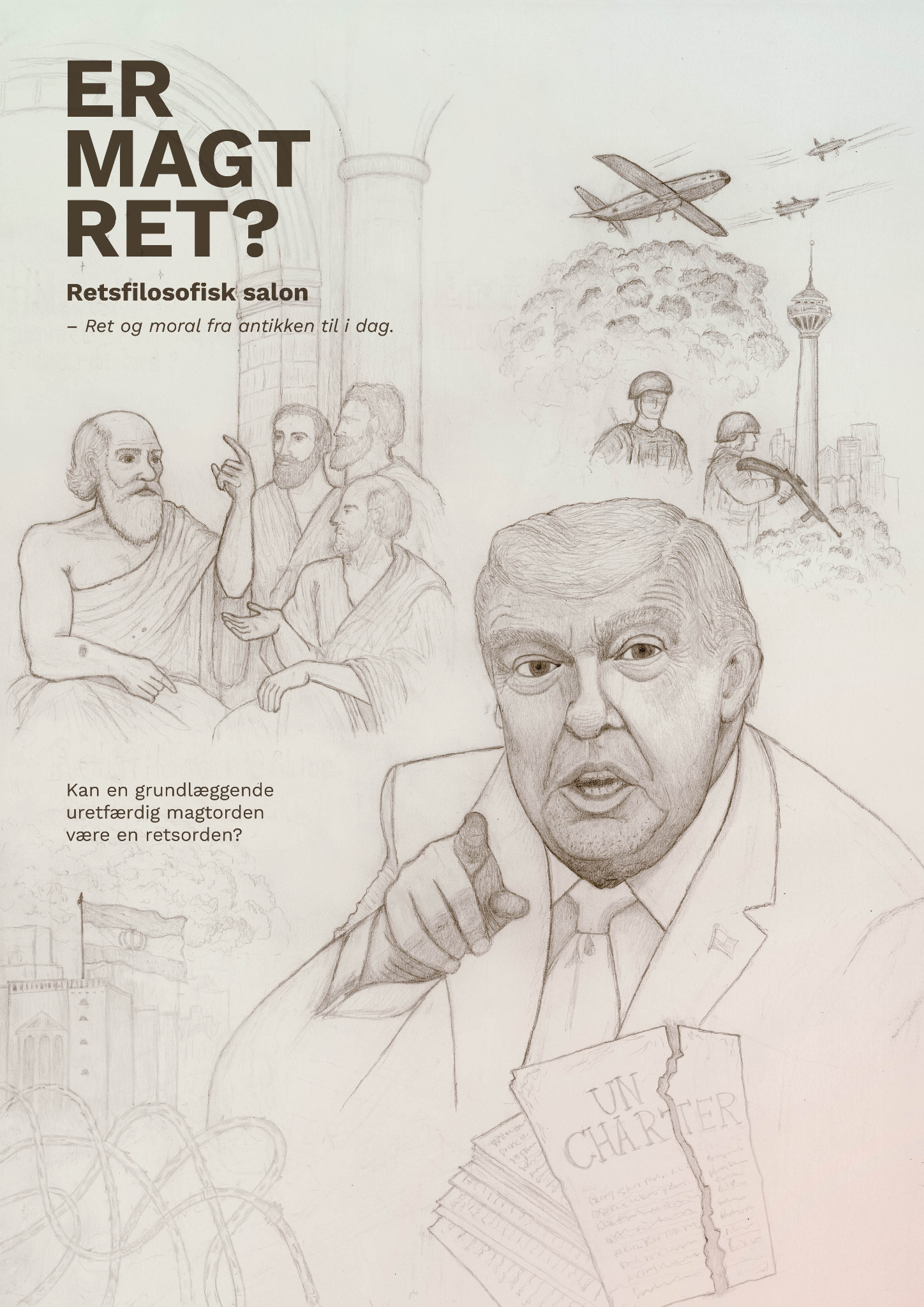 Er magt ret? – original invitationsplakat til Retsfilosofisk Salon